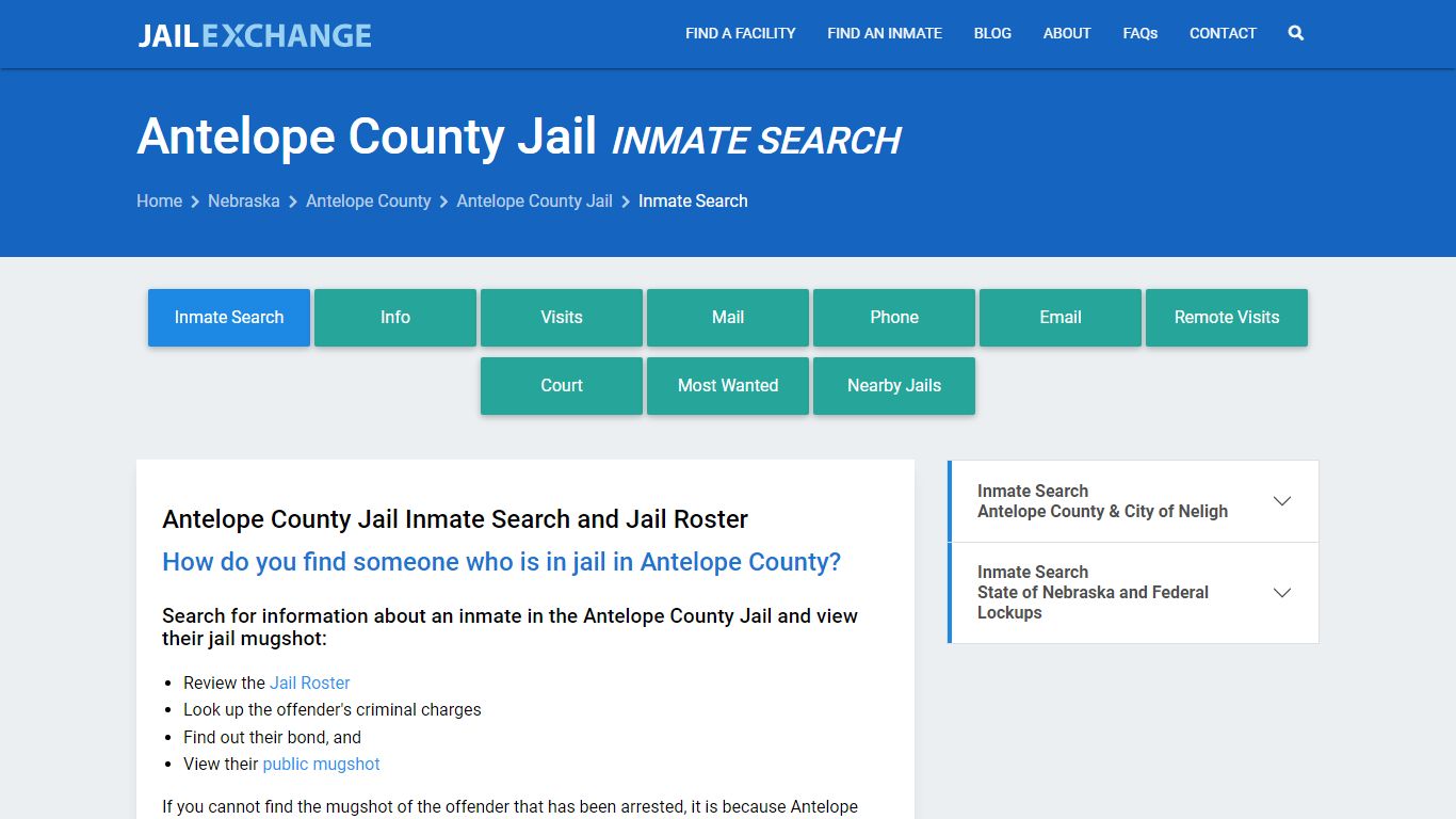 Inmate Search: Roster & Mugshots - Antelope County Jail, NE