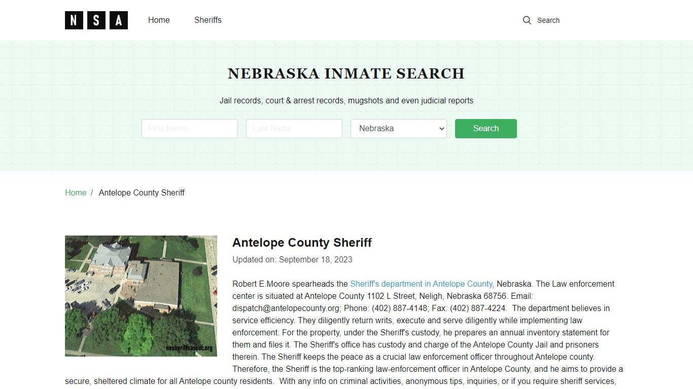 Antelope County Sheriff, Nebraska and County Jail Information